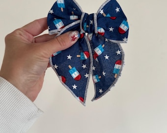 Bomb Pop Fable Bows, Bow Hair Clip, Barrette Hair Clip, Soft Hair Clip, 4th of July Clip, 4th of July,  Barrette, Brynnbands