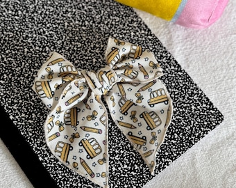 Yellow School Bus, Back to School Bow, Fable Bow, Bow Hair Clip, Barrette Hair Clip, Soft Hair Clip, School Bow,  Barrette, Brynnbands