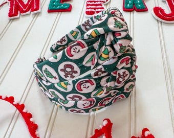 Green Sugar Christmas Cookies Top Knot Headband, holiday headband,  Hard Headband , Christmas  Headband, Bendable Headband, Brynnbands