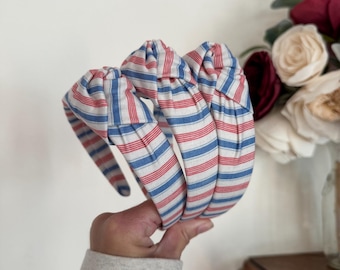 Striped Top Knot Headband: Patriotic Americana Hair Accessory