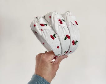 Cherries Top Knot, Cherry Headband, Brynnbands, Hard Headband, Knotted Headband, cute Headband, Hair