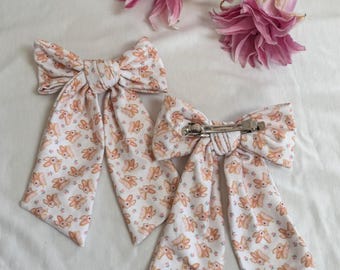 Peach Bunny Bows, Bow Hair Clip, Barrette Hair Clip, Soft Hair Clip, Easter Bow, Easter Basket, Easter Bunny, Barrette, Brynnbands