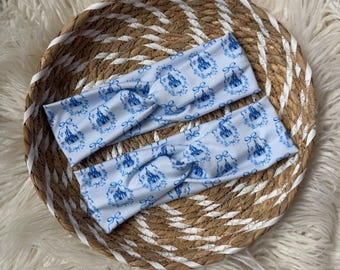 Blue Castles Turban, Brynnbands, Soft Headband, Turban Headband, Twisted Headband, Magical Vacation,