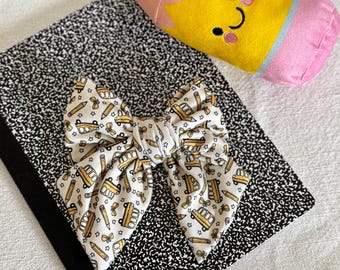 Yellow School Bus Bow, Floppy Bow Hair Clip, Barrette Hair Clip, Soft Hair Clip, Barrette Bow , Brynnbands