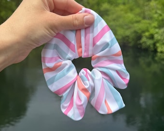 Pastel Stripes SWIM Scrunchie, Pool Scrunchie, Swimsuit Scrunchie, Water Scrunchie, Water Absorbent Scrunchie, Brynnbands,