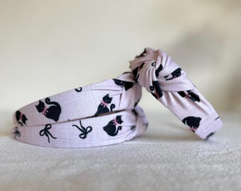 Pink Cats Headband, Halloween Headbands, Pumpkin Headbands, Top Knot Headband, Brynnbands, Hard Headband, Knotted Headband, Fall Hair