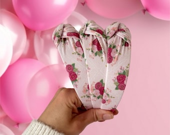 Pink Floral Trellis Headbands, Valentine Headband, Pink Headband, Brynnbands, Hard Headband, Knotted Headband, Valentine's Day