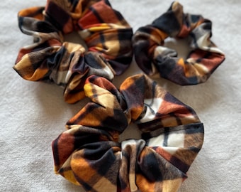 Faux Flannel Scrunchie, Fall Scrunchie, Fall Hair, Soft Scrunchie,  Brynnbands