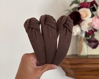 Brown Thermal Headband, Top Knot Headband, Hard Headband, Flexible Headband, Brynnbands, Knotted Headband, Fall Headbands