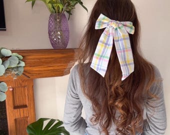 Pastel Gingham Bows, Bow Hair Clip, Barrette Hair Clip, Soft Hair Clip, Easter Bows, Barrette, Brynnbands