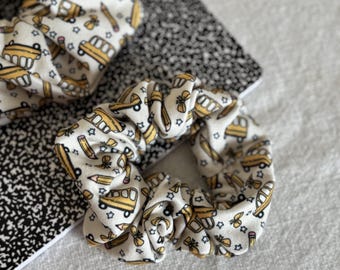 Yellow School Bus Scrunchie, Back to School Scrunchie, Fall Scrunchie, Soft Scrunchie,  Brynnbands, Fall Scrunchies,  Teacher Gift,