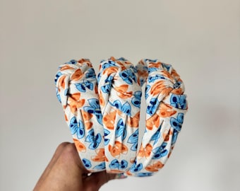 Blue & Orange Bows Headband, Hard Headband, Easter Headband, Easter Basket Gifts, Hard Headband, Brynnbands