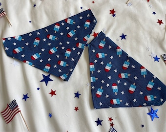 Bomb Pop Dog Bandannas, Brynnbandannas, Dog Collars, Over the Collar 4th of July Dog Bandannas, Brynnbands