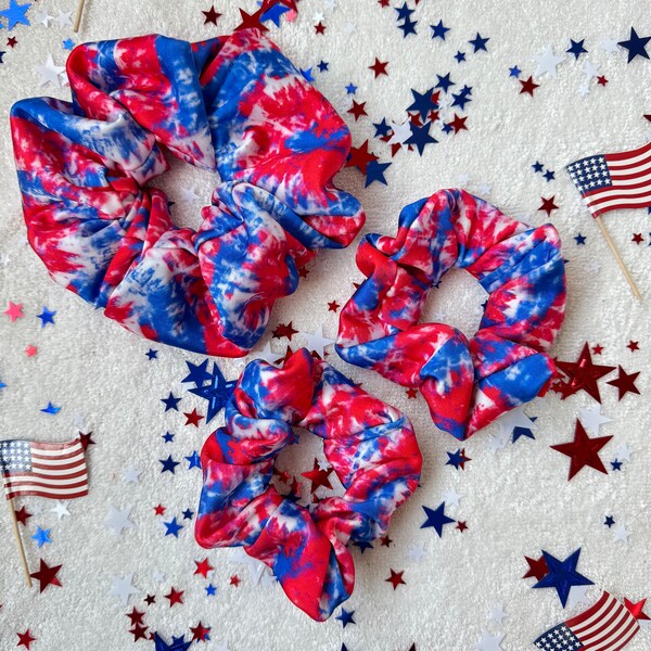 Tie Dye Swim Scrunchie, Oversized Scrunchie, Jumbo Scrunchie, Brynnbands, Hair Scrunchie, 4th of July Scrunchie