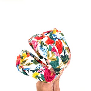 Rifle Paper Co. Large Bright Floral, Wildwood Garden Party, Top Knot Headband, Brynnbands, Hard Headband, Knotted Headband,