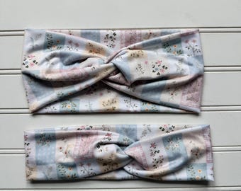 Patchwork Floral Headband,  Brynnbands, Soft Headband, Turban Headband, Twisted Headband, Spring Headband, Easter Basket, Gifts for Girl