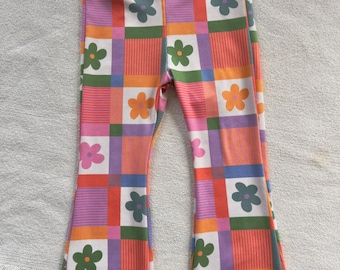 Bright Floral Gingham Double Brushed Custom Flares & Bikers