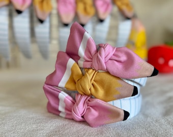 Pencil Bow Headband, Hard Headband, Hair Headband, Spring Headband, teacher Headband, Brynnbands
