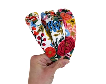 Rifle Paper Co. Large Bright Floral, Wildwood Garden Party, Top Knot Headband, Brynnbands, Hard Headband, Knotted Headband,