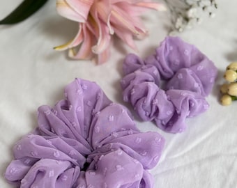 Lilac Swiss Dot Scrunchies, Easter Scrunchie, Springtime Scrunchie, Soft Scrunchie, Brynnband,  Easter Scrunchie, Easter Basket,