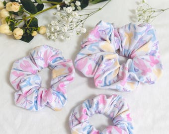 Pastel Bows Scrunchies, Bows Scrunchie, Springtime Scrunchie, Soft Scrunchie, Brynnbands, Fabric Hair Tie,