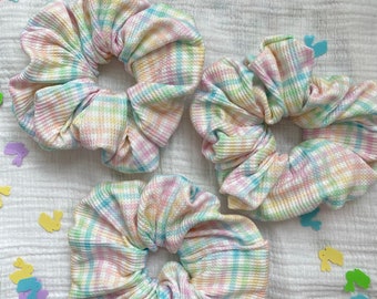 Pastel Gingham Waffle Knit Scrunchie, Soft Scrunchie, Easter Basket, Easter Scrunchie, Brynnbands, Scrunchy, Solid Scrunchie