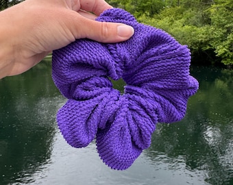 Dark Purple Crinkle SWIM Scrunchie, Pool Scrunchie