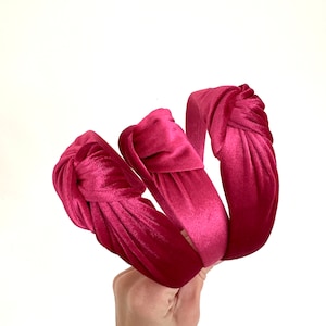 Hot Pink Velvet Top Knot, Valentine Headband, Pink Headband, Brynnbands, Hard Headband, Knotted Headband, Valentine&#39;s Day