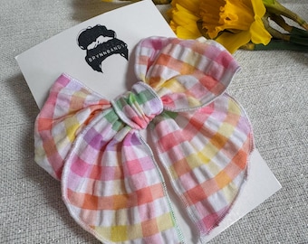 Pastel Seersucker Fable Bow, Spring Bow