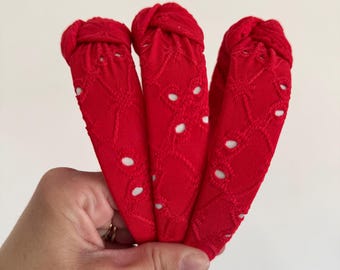 Red Eyelet Headband, Hard Headband , Hair Headband , Patriotic Headband, Brynnbands, 4th of July