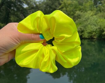 Neon Yellow SWIM Scrunchie, Oversized Scrunchie, Jumbo Scrunchie, Brynnbands,, 90s Scrunchie, Pool Scrunchie