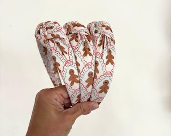 Christmas Headbands, Gingerbread Men Top Knot Headband, Holiday headband, Hard Headband, Christmas Headband, Brynnbands