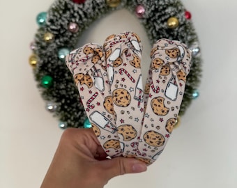 Milk & Cookies Top Knot Headband, holiday headband,  Hard Headband , Christmas  Headband, Bendable Headband, Brynnbands