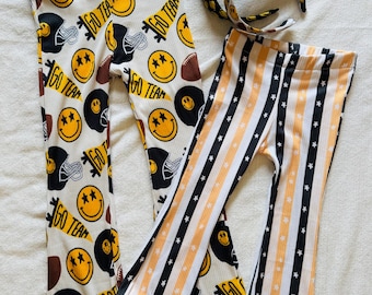 School Spirit Flares or Bikers Smiley Face Print
