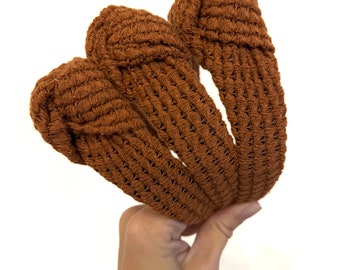 Rust Waffle Knit Top Knot Headband, Brynnbands, Hard Headband, Knotted Headband, Top Knot, Top Knot Headband, Knot Headband,