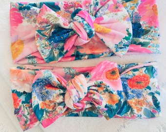 Floral Brynnbow, Floral Tied on Headband