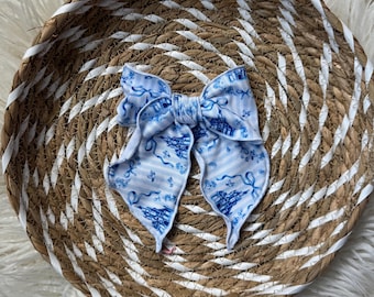 Blue Castle, Fable Bows, Bow Hair Clip, Barrette Hair Clip, Soft Hair Clip, Magical Clip, Barrette, Brynnbands