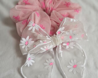 White Floral Mesh Fable Bows, Bow Hair Clip, Barrette Hair Clip, Soft Hair Clip, Easter Clip, Easter Barrette, Brynnbands
