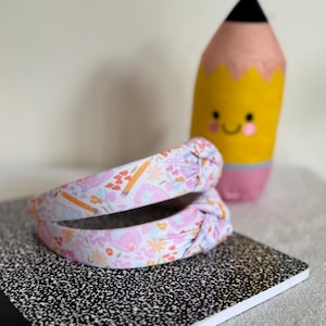 Watercolor Backpacks Headband: Back to School Top Knot Headband