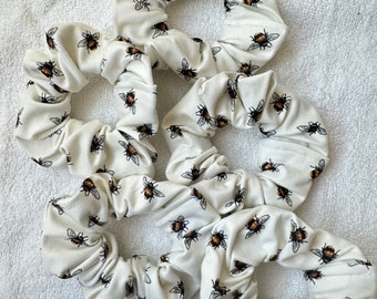 Bees Scrunchies, Honey Bee Scrunchie, Springtime Scrunchie, Soft Scrunchie, Brynnbands, Fabric Hair Tie, Bees Scrunchie