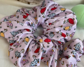 Porch Geese Scrunchies, Geese Scrunchie, Springtime Scrunchie, Soft Scrunchie, Brynnbands, Fabric Hair Tie,