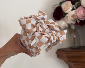 Gold Checkered Neutral Headband