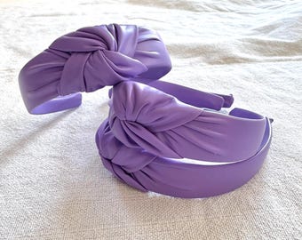 Purple pleather Top Knot Headbands - Handmade Brynnbands, Pleather Headband, Pleather Headband, Hard Headband