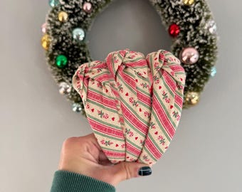 Vintage Inspired Candy Cane Top Knot Headband | Headbands for Adults & kids | Brynnbands | Gift for Her | Top Knot Headband