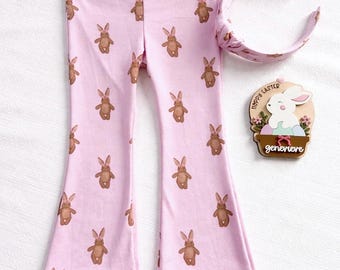 Pink Bunnies Double Brushed Custom Flares & Bikers