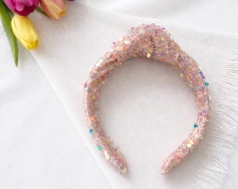White Sequin Headband, Hard Headband , Hair Headband, Birthday Headband, Sequin Headband, Brynnbands