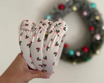 Christmas Headbands, Mistletoe Top Knot Headband, Holiday headband, Hard Headband, Christmas Headband, Brynnbands