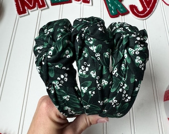 Rifle Green Poinsettia, Top Knot Headband | Rifle Paper Co | Headbands for Adults & kids | Brynnbands | Gift for Her | Top Knot Headband