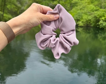 Purple Ribbed SWIM Scrunchie, Oversized Scrunchie, Jumbo Scrunchie, Brynnbands,, 90s Scrunchie, Pool Scrunchie