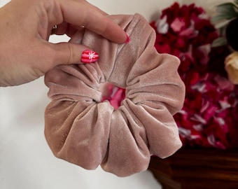 Blush Velvet Scrunchie, Oversized Scrunchie, Silky Scrunchie, Brynnbands, Hair Scrunchie, Hair Tie,